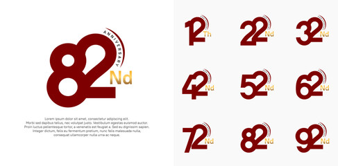 anniversary logotype vector set, red and gold color can be use for special day celebration