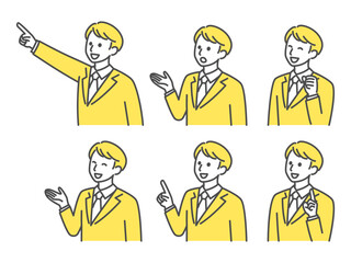 illustration set of young man in business suit