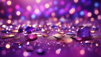 creative template in abstract form. Vibrant colors, de-focused wallpaper banner, abstract bokeh background, glitter, glam, and violet lavender purple.
