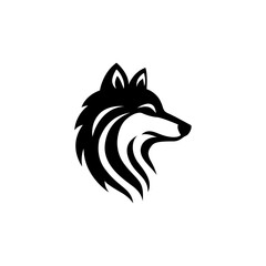 wolf husky silhouette dog tribal logo