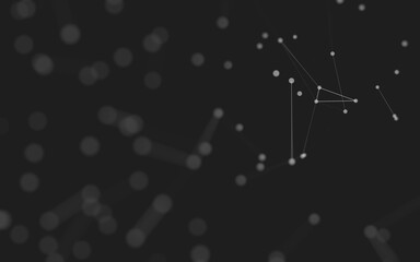 Abstract background. Molecules technology with polygonal shapes, connecting dots and lines. Connection structure. Big data visualization.