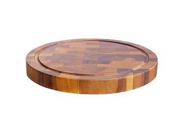 Selective focus.sphere end grain wood chopping board food menu background