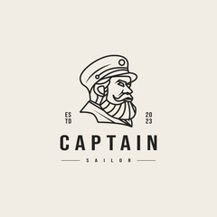 vintage ship captain icon logo design illustration