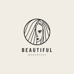 Beautiful woman face vector logo design illustration