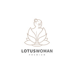 lotus flower and beautiful woman vector illustration for beauty body skin care logo design