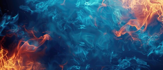 Fototapeta premium abstract smoke with burning fire flames on blue background illustration design