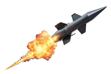 Rocket being launched on a transparent background