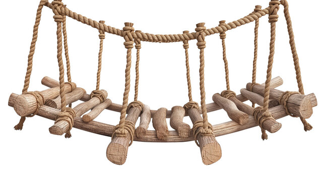 recommend clip art: A suspension bridge made of wood and hemp rope isolated on a transparent background