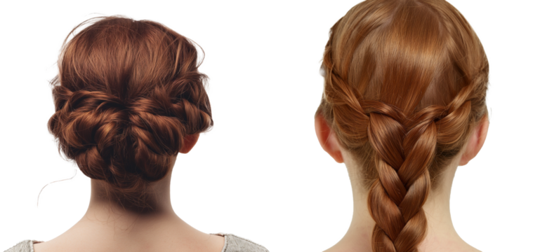 Back view of a woman's hairstyle isolated on a transparent background