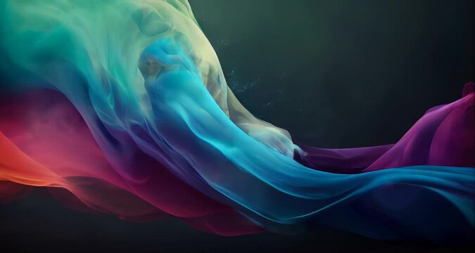 Dynamic dance of colorful smoke. Abstract waves of colored smoke. Flowing colored smoke background. rainbow smoke, paint explosion, color fume powder splash, motion of liquid ink dye in water