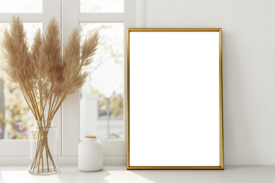 Mock-up poster frame in living room background