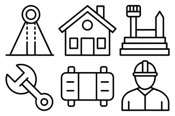 construction line icons vector silhouette illustration