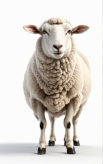 Fototapeta premium sheep isolated on a white background livestock domestic farm animals ai generated