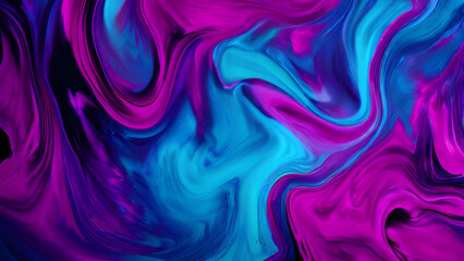 Obraz premium Abstract purple and pink swirling pattern on a fluid, silky texture in a vibrant artwork, Dynamic gradient backgrounds infusing energy and vitality into every frame with their indigo color palettes