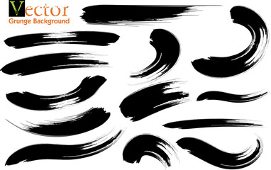 Vector set of hand drawn brush strokes, stains for backdrops. Monochrome design elements set. One color monochrome artistic hand drawn backgrounds. Hand Drawn Grunge Brush vector, Set of Hand Drawn 