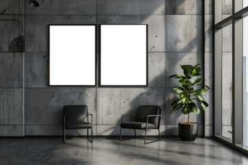 Billboard mockup hanging in modern office space