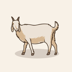 Eid Al Adha Mubarak Goat Hand Drawing Vector Illustration