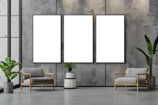 Billboard mockup hanging in modern office space