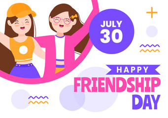 Friendship Day Social Media Background Flat Cartoon Hand Drawn Templates Illustration