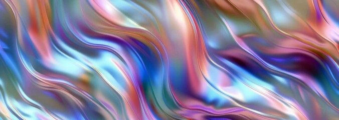 Fototapeta premium Holographic color wrinkled pearlescent foil. Holographic neon texture background. design for pattern and wallpaper. Holiday, party, festive banner.