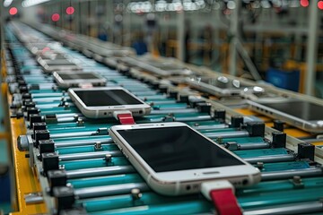 Smartphone Manufacturing Line in Modern Factory