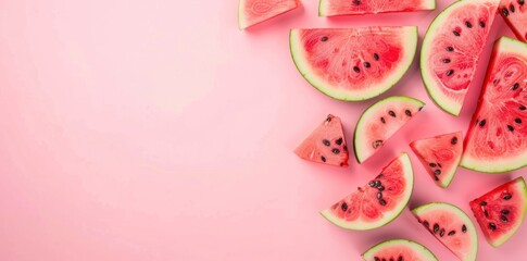Juicy Delights: Watermelon on a Pink Background