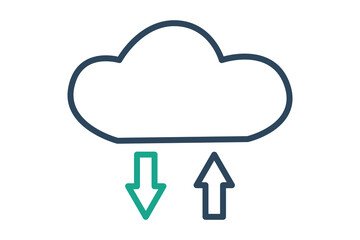 cloud download icon. cloud with arrow. icon related to information technology. line icon style. technology element vector illustration