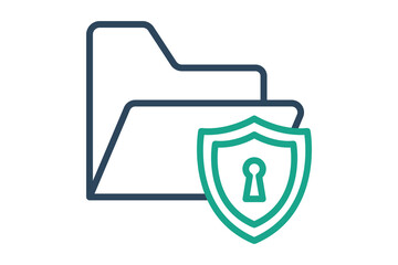 file protection icon. folder with shield. icon related to information technology. line icon style. technology element vector illustration