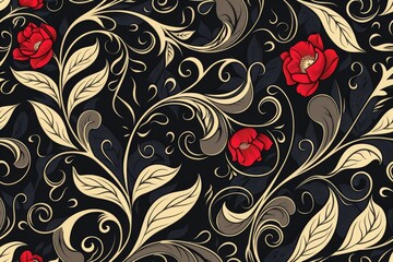 Elegant floral pattern in the classic arts and crafts style