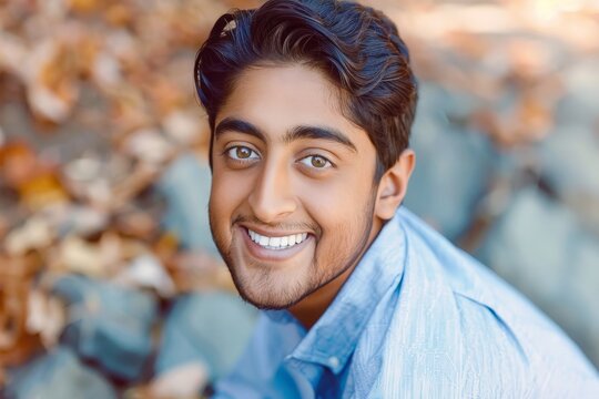 Headshot of friendly average looking man in casual cloths