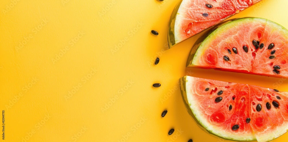 Poster Sunshine Sweetness: Watermelon on a Vibrant Yellow Background