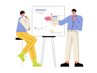 Business marketing planning. Meeting and presentation vector illustration
