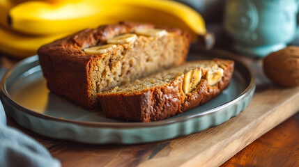 Vegan chocolate banana bread a healthy breakfast recipe. Generative AI