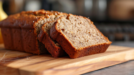 Vegan chocolate banana bread a healthy breakfast recipe. Generative AI