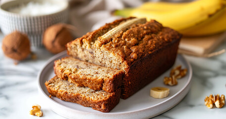 Vegan chocolate banana bread a healthy breakfast recipe. Generative AI