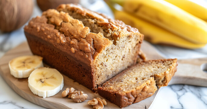 Vegan chocolate banana bread a healthy breakfast recipe. Generative AI