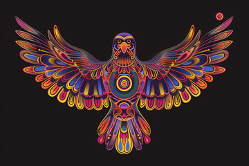 Fototapeta premium A colorful bird with a circle in the middle of its chest