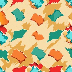 Seamless pattern of distressed paper textures with torn edges and ink smudges, evoking a sense of nostalgia and authenticity, Generative AI