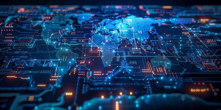 Global digital logistics internet marketing and business e-commerce graphic concept showing global network and social media connection technology. Generative AI