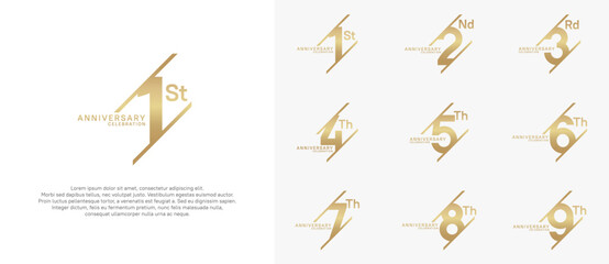 anniversary logotype vector set with gold color can be use for celebration purpose
