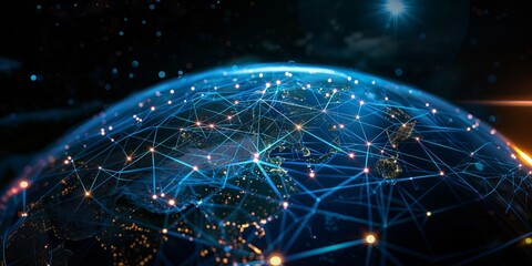 Global digital logistics internet marketing and business e-commerce graphic concept showing global network and social media connection technology. Generative AI