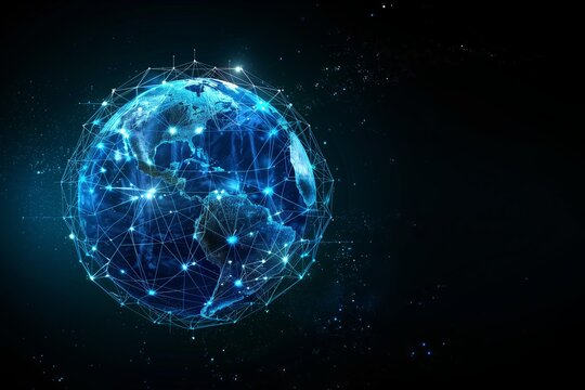 Global digital logistics internet marketing and business e-commerce graphic concept showing global network and social media connection technology. Generative AI - Powered by Adobe