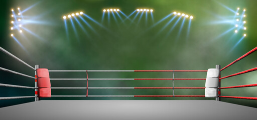 professional boxing arena in lights