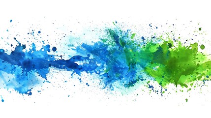 blue and green paint splash on white background.
