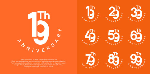 anniversary set vector design with white color for celebration moment