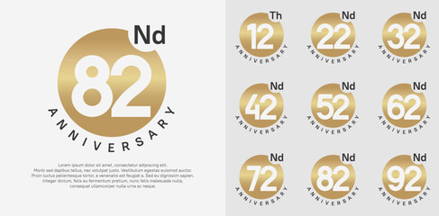 anniversary logotype vector set with gold color circle can be use for celebration moment