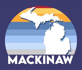mackinaw city michigan on blue background