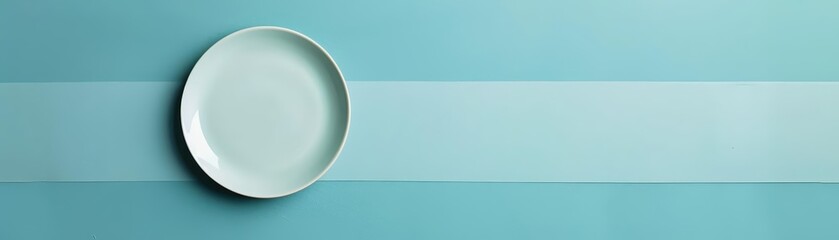 A minimalist plate on a solid color backdrop with ample copy space