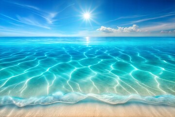 Blue sea and beach summer banner background with abstract ripple