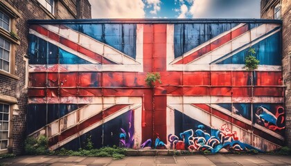 Street Art of British Flag Mural